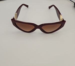 Valentino Brown and Gold Cat-Eye Sunglasses with Gradient Lenses